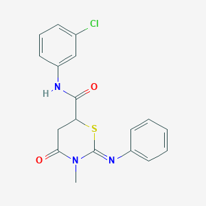 molecular formula C18H16ClN3O2S B411640 (2E)-N-(3-CHLOROPHENYL)-3-METHYL-4-OXO-2-(PHENYLIMINO)-13-THIAZINANE-6-CARBOXAMIDE 