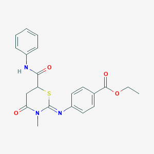 molecular formula C21H21N3O4S B411644 ethyl 4-{[(2Z)-3-methyl-4-oxo-6-(phenylcarbamoyl)-1,3-thiazinan-2-ylidene]amino}benzoate CAS No. 333327-71-2
