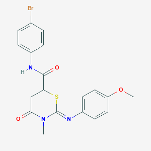 molecular formula C19H18BrN3O3S B411653 N-(4-bromophenyl)-2-[(4-methoxyphenyl)imino]-3-methyl-4-oxo-1,3-thiazinane-6-carboxamide 