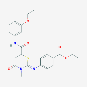 molecular formula C23H25N3O5S B411662 ETHYL 4-{[(2E)-6-[(3-ETHOXYPHENYL)CARBAMOYL]-3-METHYL-4-OXO-1,3-THIAZINAN-2-YLIDENE]AMINO}BENZOATE 