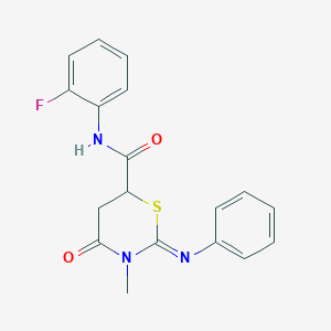molecular formula C18H16FN3O2S B411665 N-(2-fluorophenyl)-3-methyl-4-oxo-2-phenylimino-1,3-thiazinane-6-carboxamide CAS No. 333328-07-7