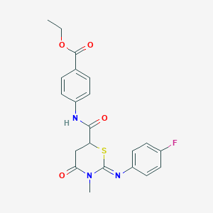 molecular formula C21H20FN3O4S B411666 ETHYL 4-[(2E)-2-[(4-FLUOROPHENYL)IMINO]-3-METHYL-4-OXO-1,3-THIAZINANE-6-AMIDO]BENZOATE 
