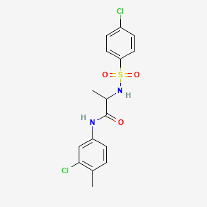 molecular formula C16H16Cl2N2O3S B4116664 N-(3-chloro-4-methylphenyl)-2-[(4-chlorophenyl)sulfonylamino]propanamide 