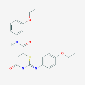 molecular formula C22H25N3O4S B411668 (2Z)-N-(3-ethoxyphenyl)-2-[(4-ethoxyphenyl)imino]-3-methyl-4-oxo-1,3-thiazinane-6-carboxamide 