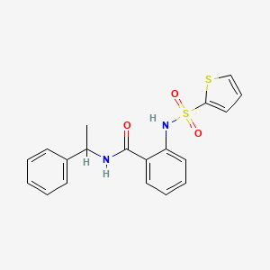 molecular formula C19H18N2O3S2 B4116792 N-(1-phenylethyl)-2-(thiophen-2-ylsulfonylamino)benzamide 