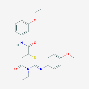 molecular formula C22H25N3O4S B411681 N-(3-ethoxyphenyl)-3-ethyl-2-(4-methoxyphenyl)imino-4-oxo-1,3-thiazinane-6-carboxamide CAS No. 491855-74-4