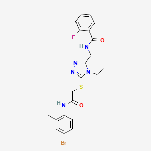 molecular formula C21H21BrFN5O2S B4116835 N-{[5-({2-[(4-bromo-2-methylphenyl)amino]-2-oxoethyl}sulfanyl)-4-ethyl-4H-1,2,4-triazol-3-yl]methyl}-2-fluorobenzamide 
