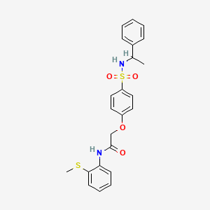 molecular formula C23H24N2O4S2 B4117013 N-(2-methylsulfanylphenyl)-2-[4-(1-phenylethylsulfamoyl)phenoxy]acetamide 