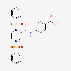 molecular formula C25H25N3O7S2 B4117064 Methyl 4-[[1,4-bis(benzenesulfonyl)piperazine-2-carbonyl]amino]benzoate 