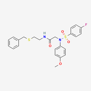 molecular formula C24H25FN2O4S2 B4117111 N-[2-(benzylsulfanyl)ethyl]-2-[N-(4-methoxyphenyl)-4-fluorobenzenesulfonamido]acetamide 