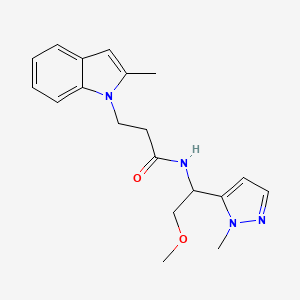 molecular formula C19H24N4O2 B4117151 N-[2-methoxy-1-(1-methyl-1H-pyrazol-5-yl)ethyl]-3-(2-methyl-1H-indol-1-yl)propanamide 