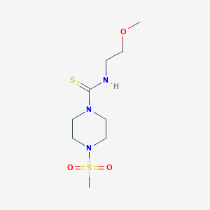 molecular formula C9H19N3O3S2 B4117412 N-(2-METHOXYETHYL)-4-(METHYLSULFONYL)TETRAHYDRO-1(2H)-PYRAZINECARBOTHIOAMIDE 