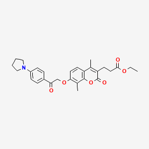 molecular formula C28H31NO6 B4117613 ethyl 3-(4,8-dimethyl-2-oxo-7-{2-oxo-2-[4-(pyrrolidin-1-yl)phenyl]ethoxy}-2H-chromen-3-yl)propanoate 