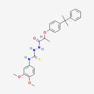 molecular formula C27H31N3O4S B4117718 N-(3,4-dimethoxyphenyl)-2-{2-[4-(2-phenylpropan-2-yl)phenoxy]propanoyl}hydrazinecarbothioamide 
