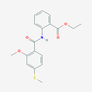 molecular formula C18H19NO4S B411789 Ethyl 2-[(2-methoxy-4-methylsulfanylbenzoyl)amino]benzoate CAS No. 335398-56-6