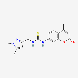 molecular formula C17H18N4O2S B4117904 N-[(1,5-dimethyl-1H-pyrazol-3-yl)methyl]-N'-(4-methyl-2-oxo-2H-chromen-7-yl)thiourea 