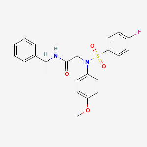 molecular formula C23H23FN2O4S B4117919 N~2~-[(4-fluorophenyl)sulfonyl]-N~2~-(4-methoxyphenyl)-N-(1-phenylethyl)glycinamide 
