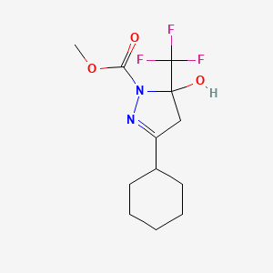 molecular formula C12H17F3N2O3 B4118424 methyl 3-cyclohexyl-5-hydroxy-5-(trifluoromethyl)-4,5-dihydro-1H-pyrazole-1-carboxylate CAS No. 701939-10-8
