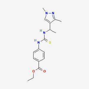 molecular formula C17H22N4O2S B4118685 ethyl 4-({[1-(1,3-dimethyl-1H-pyrazol-4-yl)ethyl]carbamothioyl}amino)benzoate CAS No. 957500-09-3