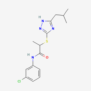 molecular formula C15H19ClN4OS B4118844 N-(3-chlorophenyl)-2-[[5-(2-methylpropyl)-1H-1,2,4-triazol-3-yl]sulfanyl]propanamide 