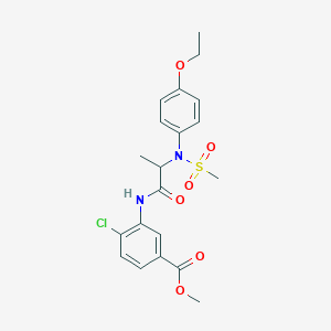 molecular formula C20H23ClN2O6S B4118963 methyl 4-chloro-3-{[N-(4-ethoxyphenyl)-N-(methylsulfonyl)alanyl]amino}benzoate 