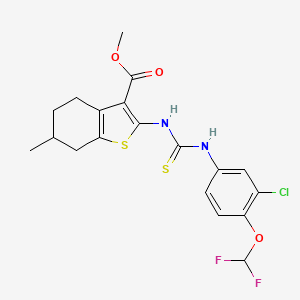 molecular formula C19H19ClF2N2O3S2 B4119020 Methyl 2-({[3-chloro-4-(difluoromethoxy)phenyl]carbamothioyl}amino)-6-methyl-4,5,6,7-tetrahydro-1-benzothiophene-3-carboxylate 