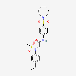 molecular formula C23H31N3O5S2 B4119176 N~1~-[4-(1-azepanylsulfonyl)phenyl]-N~2~-(4-ethylphenyl)-N~2~-(methylsulfonyl)glycinamide 