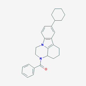 molecular formula C27H30N2O B411919 (8-cyclohexyl-1,2,3a,4,5,6-hexahydro-3H-pyrazino[3,2,1-jk]carbazol-3-yl)(phenyl)methanone 