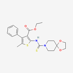 molecular formula C22H26N2O4S2 B4119245 ethyl 2-[(1,4-dioxa-8-azaspiro[4.5]dec-8-ylcarbonothioyl)amino]-5-methyl-4-phenyl-3-thiophenecarboxylate 
