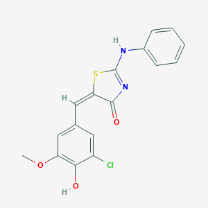(5E)-2-anilino-5-[(3-chloro-4-hydroxy-5-methoxyphenyl)methylidene]-1,3-thiazol-4-one