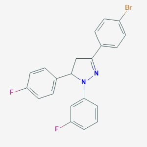 molecular formula C21H15BrF2N2 B411933 3-(4-bromophenyl)-1-(3-fluorophenyl)-5-(4-fluorophenyl)-4,5-dihydro-1H-pyrazole 