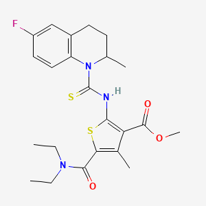 molecular formula C23H28FN3O3S2 B4119435 methyl 5-(diethylcarbamoyl)-2-{[(6-fluoro-2-methyl-3,4-dihydroquinolin-1(2H)-yl)carbonothioyl]amino}-4-methylthiophene-3-carboxylate 