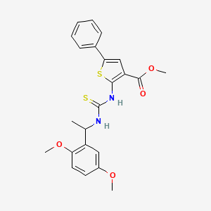 molecular formula C23H24N2O4S2 B4119532 Methyl 2-({[1-(2,5-dimethoxyphenyl)ethyl]carbamothioyl}amino)-5-phenylthiophene-3-carboxylate 