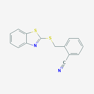molecular formula C15H10N2S2 B411991 2-[(1,3-Benzothiazol-2-ylsulfanyl)methyl]benzonitrile CAS No. 380459-41-6