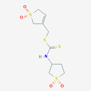 molecular formula C10H15NO4S4 B411999 (1,1-Dioxido-2,5-dihydro-3-thienyl)methyl 1,1-dioxidotetrahydro-3-thienyldithiocarbamate CAS No. 294653-50-2