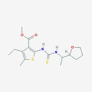 molecular formula C16H24N2O3S2 B4120339 Methyl 4-ethyl-5-methyl-2-({[1-(tetrahydrofuran-2-yl)ethyl]carbamothioyl}amino)thiophene-3-carboxylate 