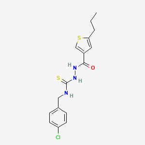 molecular formula C16H18ClN3OS2 B4120486 N-(4-chlorobenzyl)-2-[(5-propyl-3-thienyl)carbonyl]hydrazinecarbothioamide 