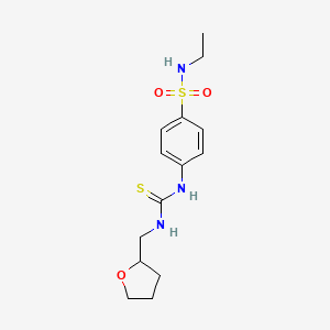 molecular formula C14H21N3O3S2 B4120518 N-ethyl-4-{[(tetrahydrofuran-2-ylmethyl)carbamothioyl]amino}benzenesulfonamide 