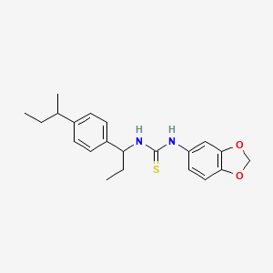 molecular formula C21H26N2O2S B4120637 1-(1,3-Benzodioxol-5-yl)-3-{1-[4-(butan-2-yl)phenyl]propyl}thiourea 