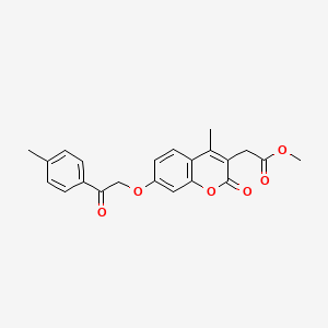 molecular formula C22H20O6 B4120854 methyl 2-{4-methyl-7-[2-(4-methylphenyl)-2-oxoethoxy]-2-oxo-2H-chromen-3-yl}acetate 