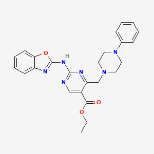 molecular formula C25H26N6O3 B4120923 Ethyl 2-(1,3-benzoxazol-2-ylamino)-4-[(4-phenylpiperazin-1-yl)methyl]pyrimidine-5-carboxylate 
