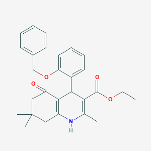 molecular formula C28H31NO4 B412094 Ethyl 4-[2-(benzyloxy)phenyl]-2,7,7-trimethyl-5-oxo-1,4,5,6,7,8-hexahydroquinoline-3-carboxylate CAS No. 294197-61-8