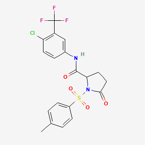 molecular formula C19H16ClF3N2O4S B4121097 N-[4-chloro-3-(trifluoromethyl)phenyl]-1-[(4-methylphenyl)sulfonyl]-5-oxoprolinamide 