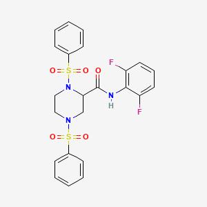 molecular formula C23H21F2N3O5S2 B4121111 1,4-bis(benzenesulfonyl)-N-(2,6-difluorophenyl)piperazine-2-carboxamide 