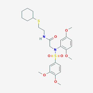 molecular formula C26H36N2O7S2 B4121114 N~1~-[2-(cyclohexylthio)ethyl]-N~2~-(2,5-dimethoxyphenyl)-N~2~-[(3,4-dimethoxyphenyl)sulfonyl]glycinamide 