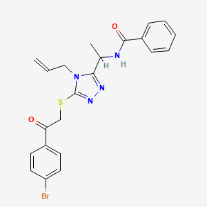 molecular formula C22H21BrN4O2S B4121138 N-{1-[5-{[2-(4-bromophenyl)-2-oxoethyl]sulfanyl}-4-(prop-2-en-1-yl)-4H-1,2,4-triazol-3-yl]ethyl}benzamide 