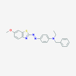 molecular formula C23H22N4OS B412120 N-benzyl-N-ethyl-N-{4-[(6-methoxy-1,3-benzothiazol-2-yl)diazenyl]phenyl}amine 