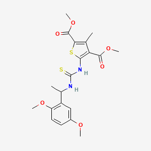 molecular formula C20H24N2O6S2 B4121228 Dimethyl 5-({[1-(2,5-dimethoxyphenyl)ethyl]carbamothioyl}amino)-3-methylthiophene-2,4-dicarboxylate 