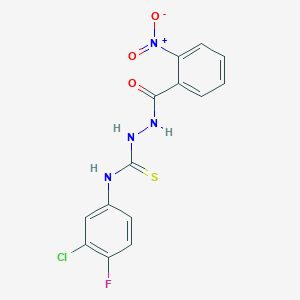 molecular formula C14H10ClFN4O3S B4121240 N-(3-chloro-4-fluorophenyl)-2-(2-nitrobenzoyl)hydrazinecarbothioamide 