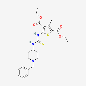 molecular formula C24H31N3O4S2 B4121285 diethyl 5-({[(1-benzyl-4-piperidinyl)amino]carbonothioyl}amino)-3-methyl-2,4-thiophenedicarboxylate 